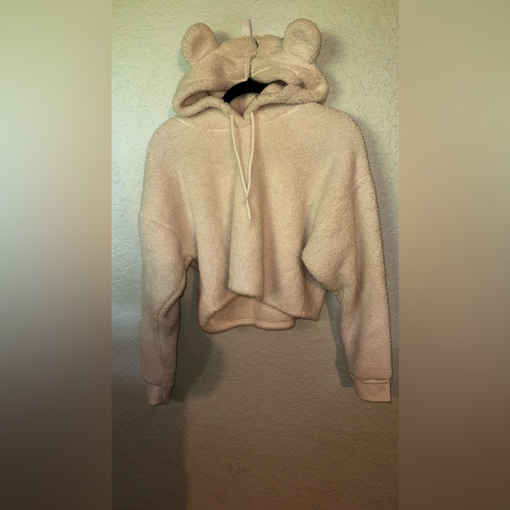 Gilly Hicks Hooded bunny ears white serpa hoodie crop